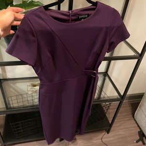 Purple Tie Waist Work Dress